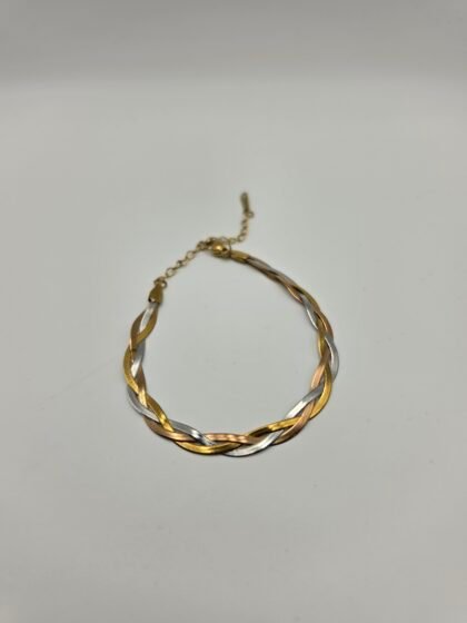 Tri-Tone Braided Herringbone Bracelet