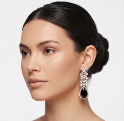 Diamond Black and Gold Drop Earrings
