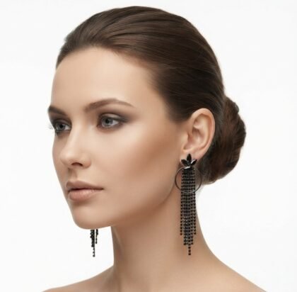 Black Crystal Cascade Drop Earrings