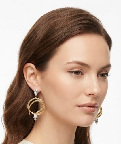 Boho Snake Statement Drop Earrings Gold Plated