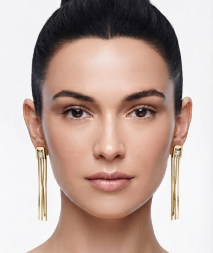 Gold Tone Chain Tassel Drop Earrings