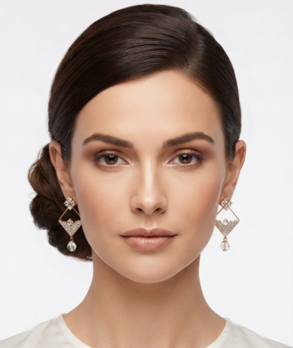 Rose Gold Sparkling Crystal Earrings